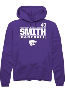 Miles Smith  Rally K-State Wildcats Mens Purple NIL Stacked Box Long Sleeve Hoodie
