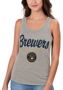 Milwaukee Brewers Womens Grey Playoff Tank Top
