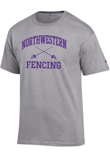 Champion Northwestern Wildcats Grey Fencing Icon Jersey Short Sleeve T Shirt