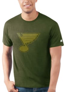 Starter St Louis Blues Olive TONAL LOGO Short Sleeve T Shirt