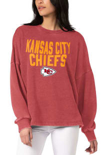 Kansas City Chiefs Womens Red Burnout Crew Sweatshirt
