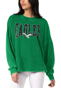 Philadelphia Eagles Womens Kelly Green Burnout Foil Crew Sweatshirt