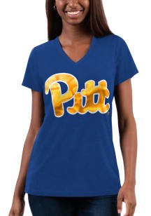 Pitt Panthers Womens Blue Team V-Neck Short Sleeve T-Shirt
