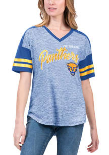 Pitt Panthers Womens Blue Referee Short Sleeve T-Shirt