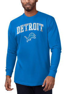Starter Detroit Lions Blue Arch Name Long Sleeve T Shirt