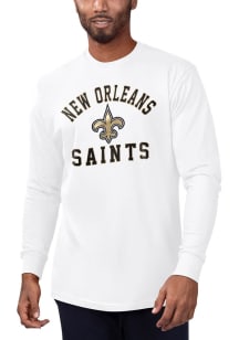 Starter New Orleans Saints White #1 Design Long Sleeve T Shirt