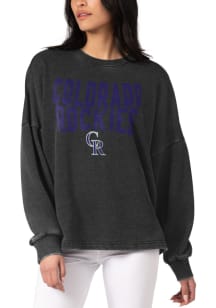 Colorado Rockies Womens Black Burnout Crew Sweatshirt