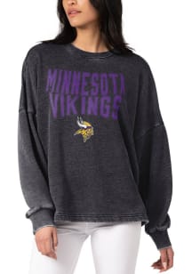 Minnesota Vikings Womens Black Burnout Crew Sweatshirt