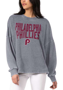 Philadelphia Phillies Womens Grey Burnout Crew Sweatshirt