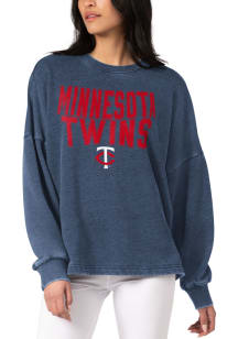 Minnesota Twins Womens Navy Blue Burnout Crew Sweatshirt
