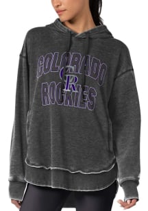 Colorado Rockies Womens Black Burnout Hooded Sweatshirt