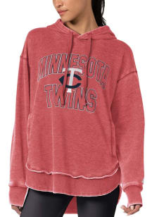 Minnesota Twins Womens Red Burnout Hooded Sweatshirt