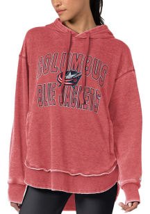 Columbus Blue Jackets Womens Red Burnout Hooded Sweatshirt