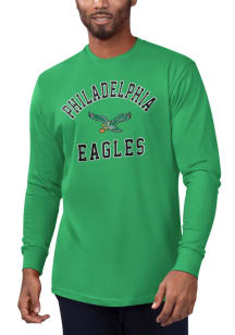Starter Philadelphia Eagles Kelly Green #1 Design Long Sleeve T Shirt