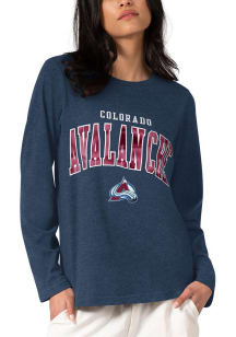 Colorado Avalanche Womens Navy Blue Foil LS Tee