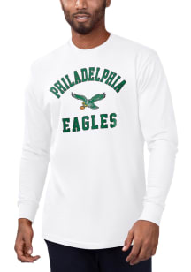 Starter Philadelphia Eagles White #1 Design Long Sleeve T Shirt