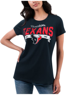 Houston Texans Womens Navy Blue Distressed Short Sleeve T-Shirt