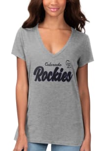 Colorado Rockies Womens Grey Foil Short Sleeve T-Shirt