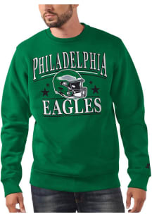 Starter Philadelphia Eagles Mens Kelly Green Retro Helmet Long Sleeve Crew Sweatshirt