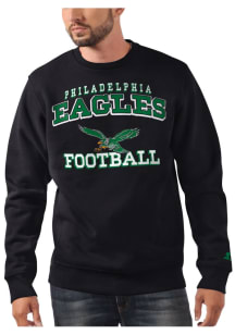 Starter Philadelphia Eagles Mens Black Retro Sport Drop Long Sleeve Crew Sweatshirt
