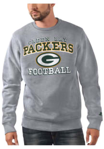 Starter Green Bay Packers Mens Grey Sport Drop Long Sleeve Crew Sweatshirt