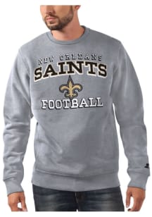 Starter New Orleans Saints Mens Grey Sport Drop Long Sleeve Crew Sweatshirt