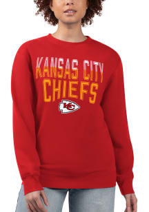 Kansas City Chiefs Womens Red Drop Shoulder Crew Sweatshirt
