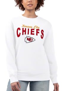 Kansas City Chiefs Womens White Drop Shoulder Crew Sweatshirt
