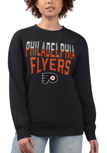 Philadelphia Flyers Womens Black Drop Shoulder Crew Sweatshirt