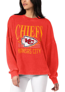 Kansas City Chiefs Womens Red Burnout Crew Sweatshirt