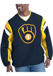 Milwaukee Brewers Mens Navy Blue Double Coverage Pullover Jackets