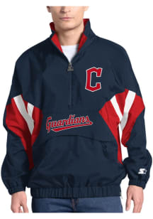 Starter Cleveland Guardians Mens Navy Blue Chief Pullover Jackets