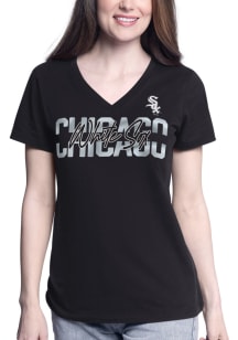 Chicago White Sox Womens Black Batter Up Short Sleeve T-Shirt