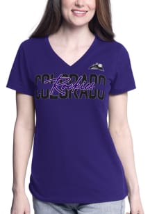 Colorado Rockies Womens Purple Batter Up Short Sleeve T-Shirt