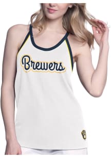 Milwaukee Brewers Womens White Curveball Tank Top