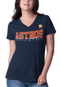 Houston Astros Womens Navy Blue Strategy Short Sleeve T-Shirt