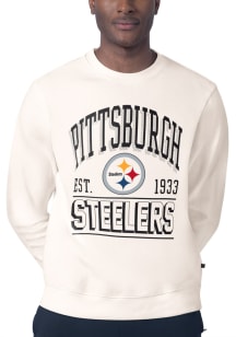 MSX by Michael Strahan Pittsburgh Steelers Mens White Teamwork Long Sleeve Crew Sweatshirt
