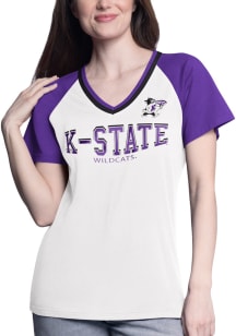 K-State Wildcats Womens White Ball Park Short Sleeve T-Shirt