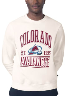 MSX by Michael Strahan Colorado Avalanche Mens White Teamwork Long Sleeve Crew Sweatshirt