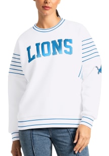 Detroit Lions Womens White Ribbed Crew Sweatshirt