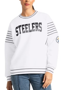 Pittsburgh Steelers Womens White Ribbed Crew Sweatshirt
