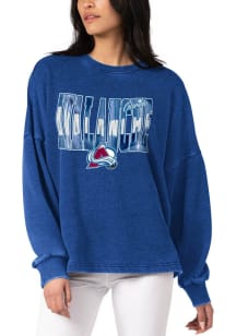 Colorado Avalanche Womens Blue Burnout Foil Crew Sweatshirt