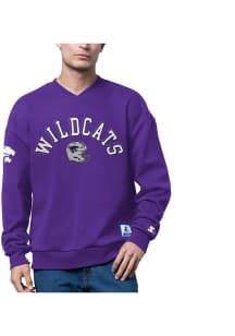 Starter K-State Wildcats Mens Purple Arch Name Mascot Blitz Fleece Long Sleeve Crew Sweatshirt