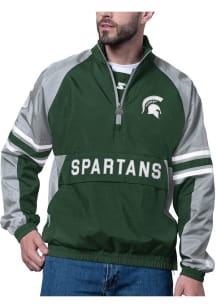 Starter Michigan State Spartans Mens Green Prospect Half Zip Pullover Jackets