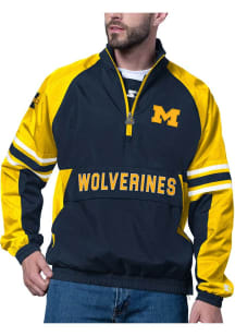 Starter Michigan Wolverines Mens Blue Prospect Half Zip Pullover Jackets