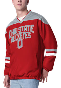 Ohio State Buckeyes Mens Red Arch Mascot Top Player V-Neck Pullover Jackets