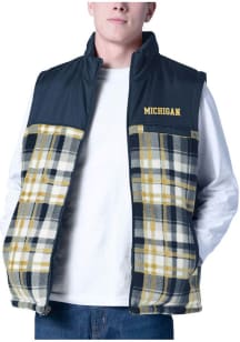 Michigan Wolverines Mens Blue Left Chest Logo Game Plan Reversible Sleeveless Jacket