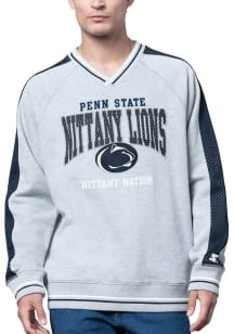 Starter Penn State Nittany Lions Mens Grey Runner Fleece Raglan Long Sleeve Fashion Sweatshirt