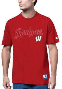 Starter Wisconsin Badgers Red End Line Slub Short Sleeve Fashion T Shirt