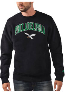 Starter Philadelphia Eagles Mens Black Retro Arch Name Long Sleeve Crew Sweatshirt